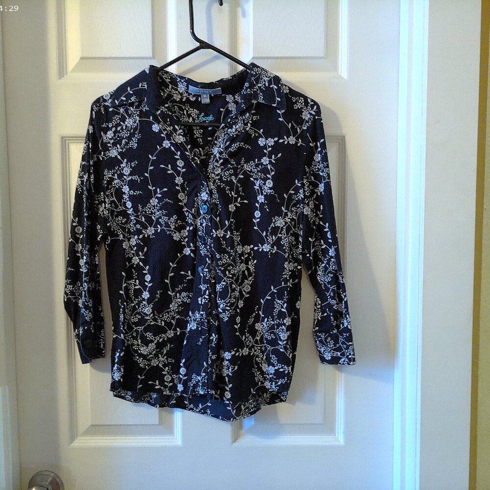 Foxcroft Black Floral Top